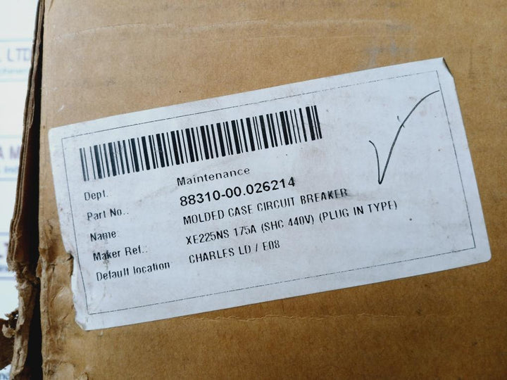 Terasaki Xe225Ns, 3 Pole Molded Case Circuit Breaker 175A 690Vac 50~60Hz