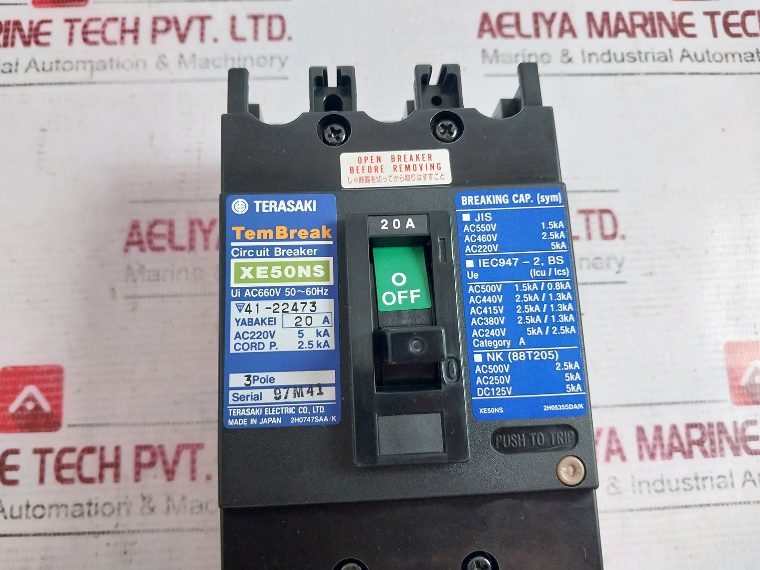 Terasaki Xe50Ns 3 Pole Circuit Breaker 20A 660V Ac 5Ka Iec947