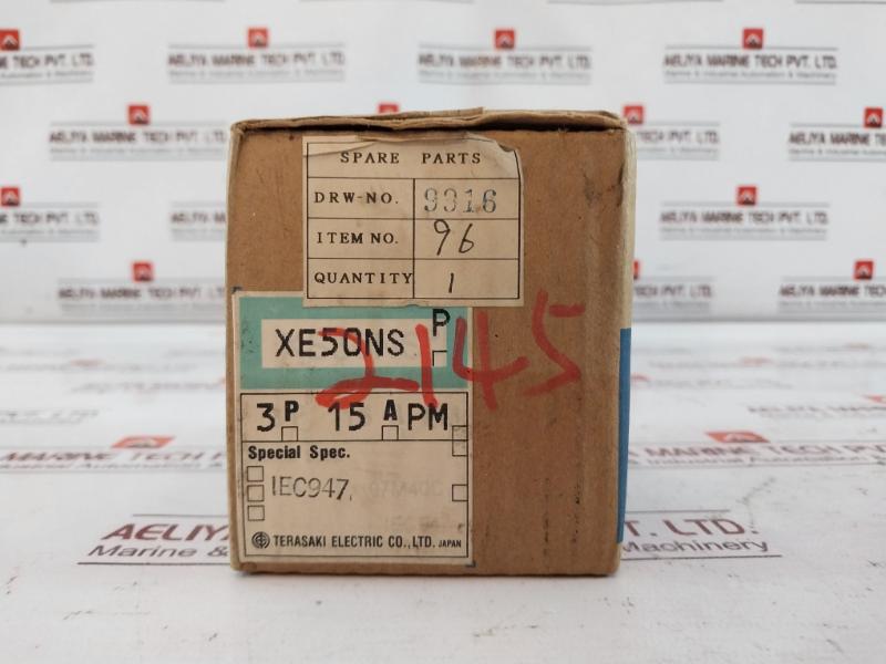 Terasaki Xe50Ns 3 Pole Circuit Breaker Ac660V 15A Ac220V 5Ka 2H1216Saa/K