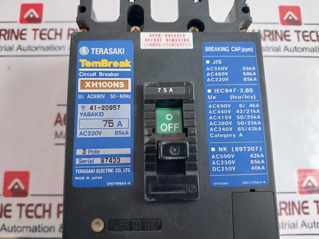 Terasaki Xh100Ns Tembreak Circuit Breaker 75A