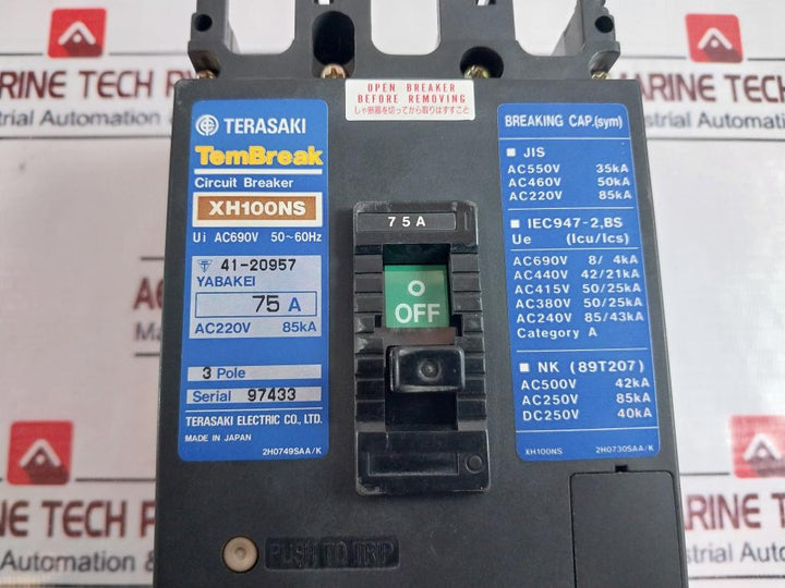 Terasaki Xh100Ns Tembreak Circuit Breaker 75A