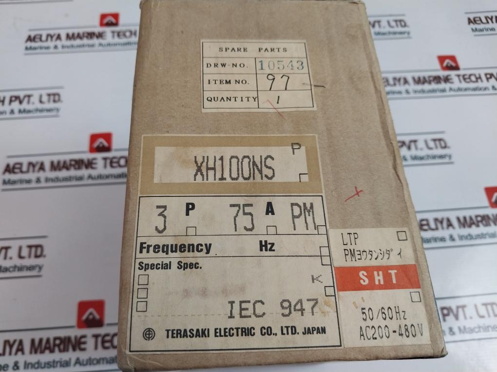 Terasaki Xh100ns Molded Case Circuit Breaker 75a 3 Pole 200-480v 50/60hz