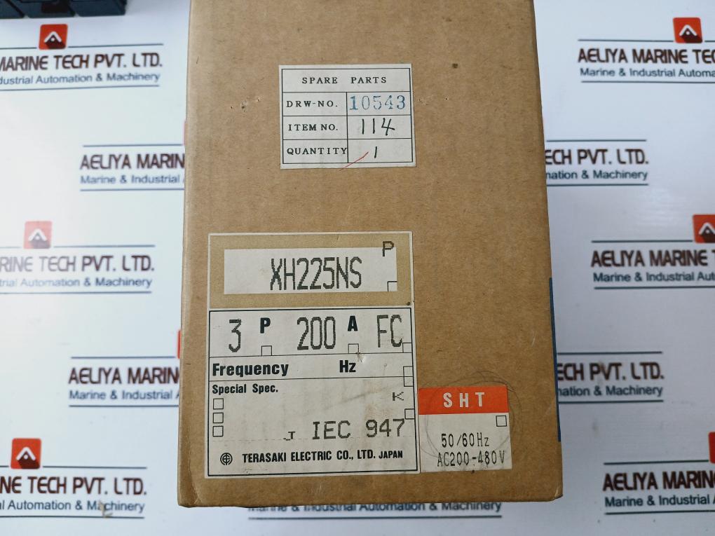 Terasaki Xh225Ns, 3 Pole Molded Case Circuit Breaker 200A 690Vac 50~60Hz