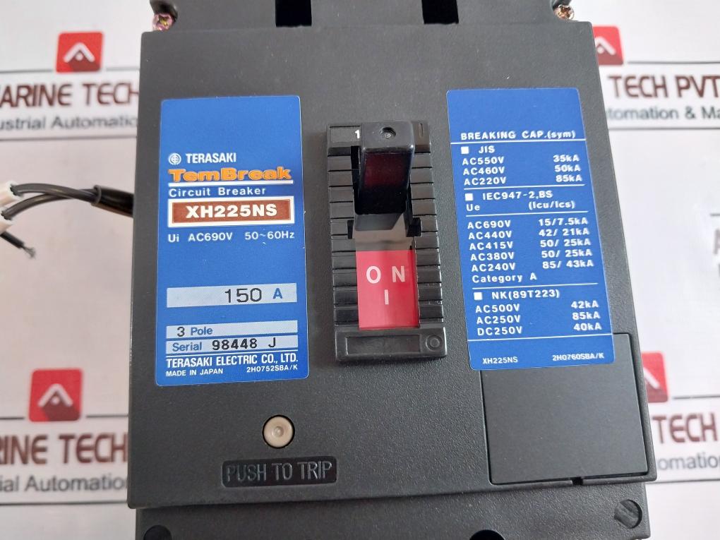 Terasaki Xh225ns Molded Case Circuit Breaker 3 Pole 150a 690v 50~60hz