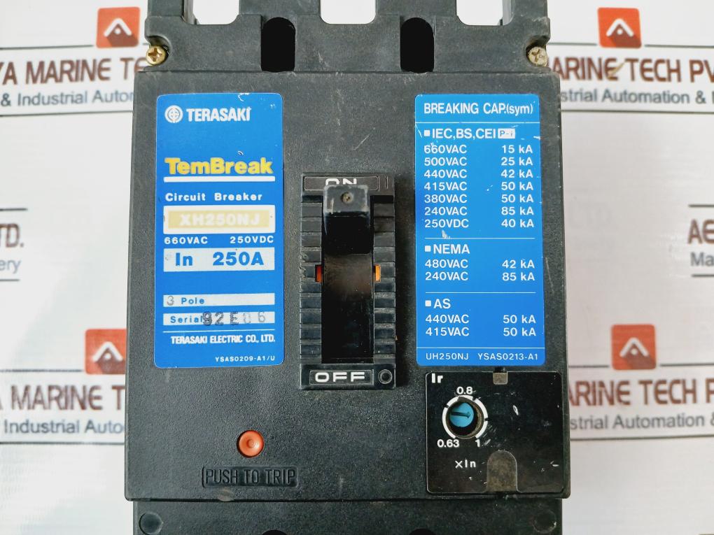 Terasaki Xh250Nj 250A Circuit Breaker 660Vac 250Vdc