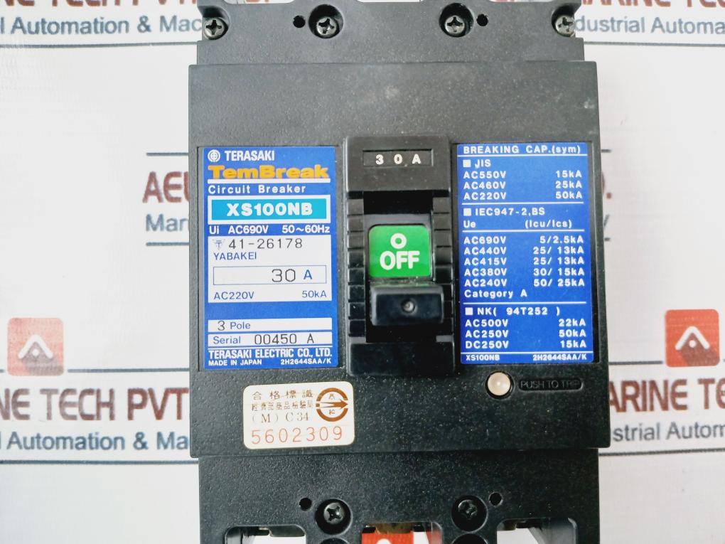 Terasaki Xs100Nb Circuit Breaker 3 Pole 50~60Hz