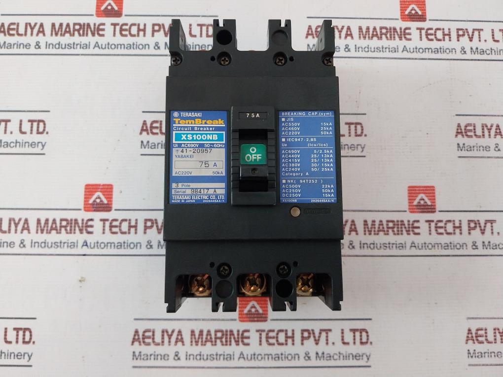 Terasaki Xs100Nb Tembreak Circuit Breaker 50/60Hz 41-20957 75A 2H2644Saa/K