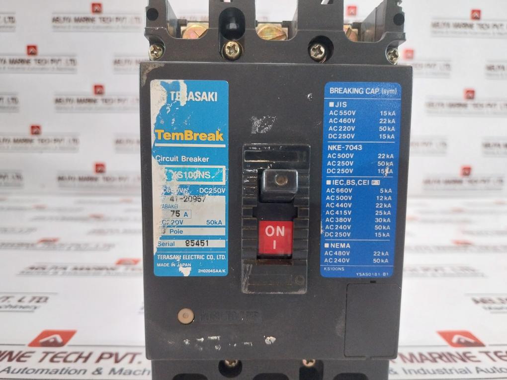 Terasaki Xs100Ns 3 Pole Circuit Breaker 75A 50/60Hz