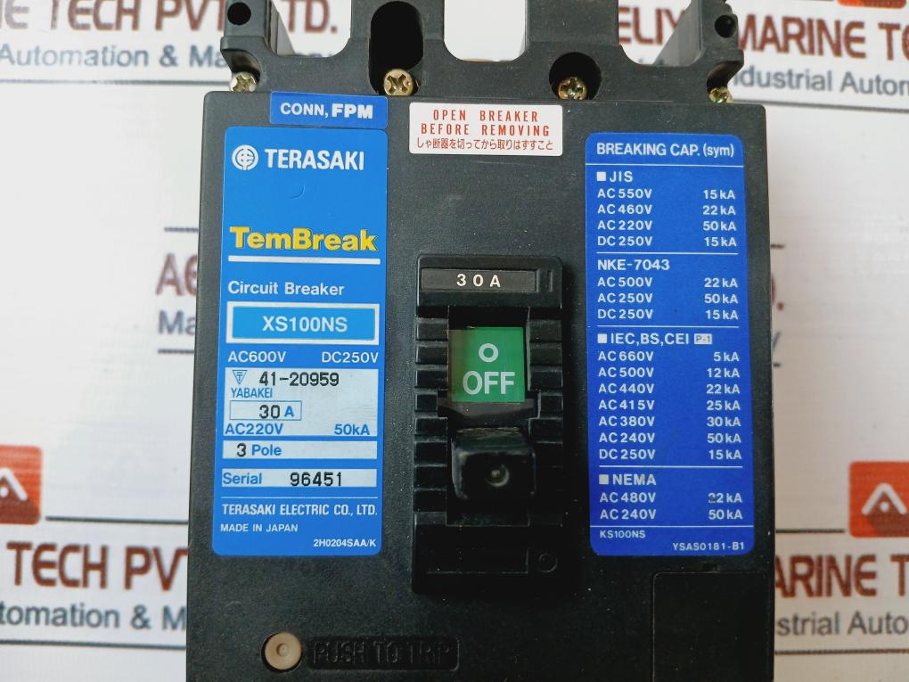 Terasaki Xs100Ns 3 Pole Tembreak Circuit Breaker 30A