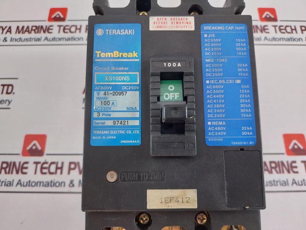 Terasaki Xs100Ns Circuit Breaker 3 Pole 100A