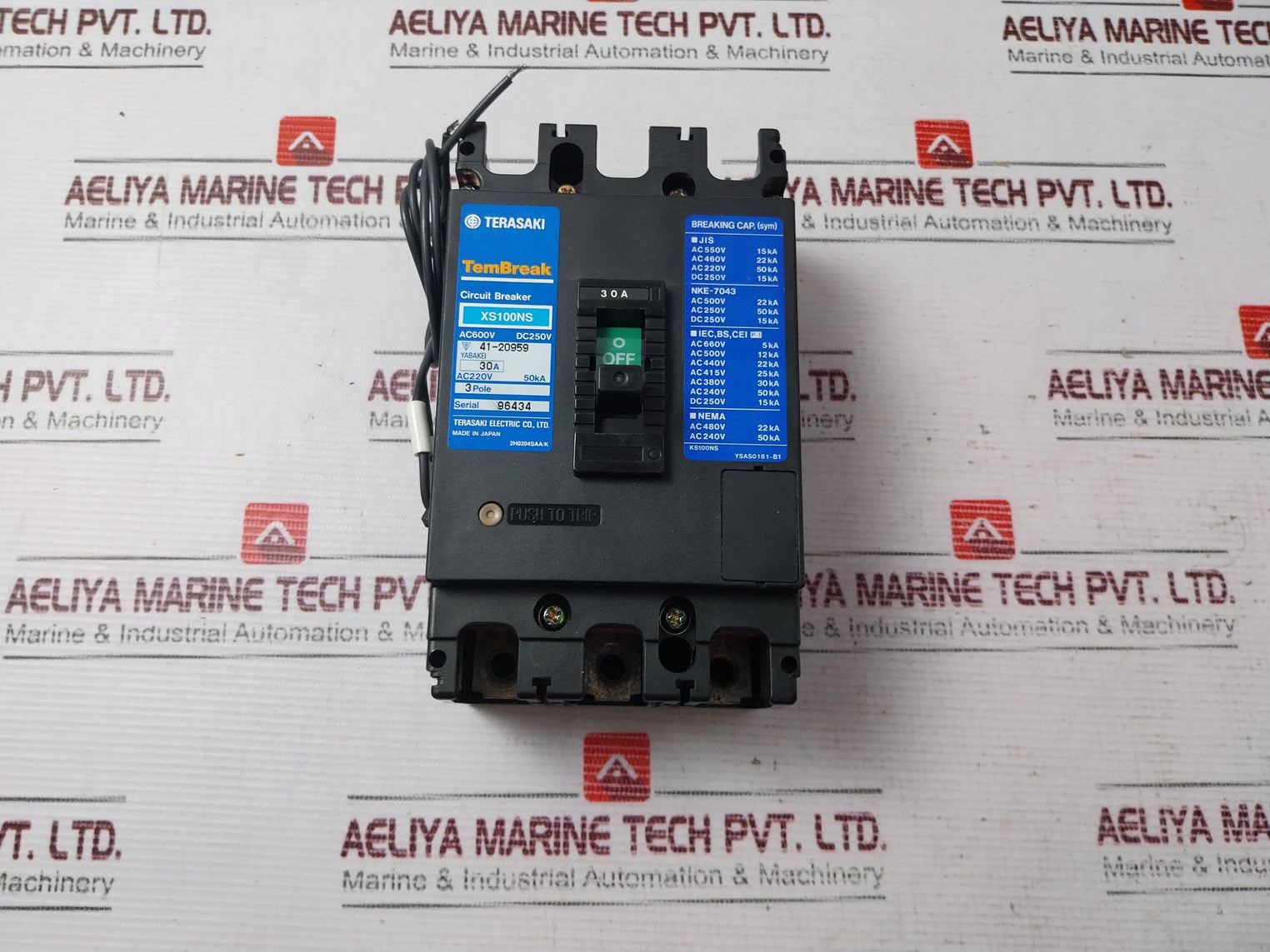 Terasaki Xs100Ns Circuit Breaker 3 Pole Ac220V 50Ka 30A 200-480V 50/60Hz