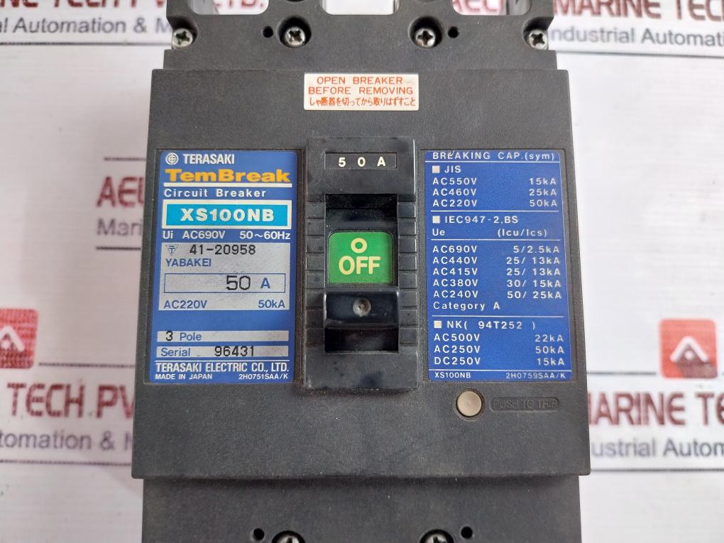 Terasaki Xs100nb Circuit Breaker Ui Ac690v 50~60hz