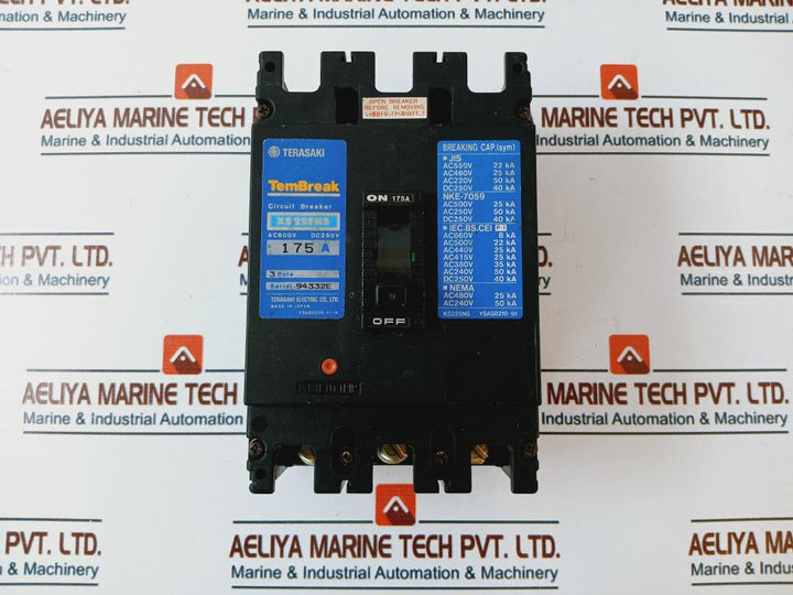 Terasaki Xs225Ns Circuit Breaker 175A 3 Pole Ac600V Dc250V