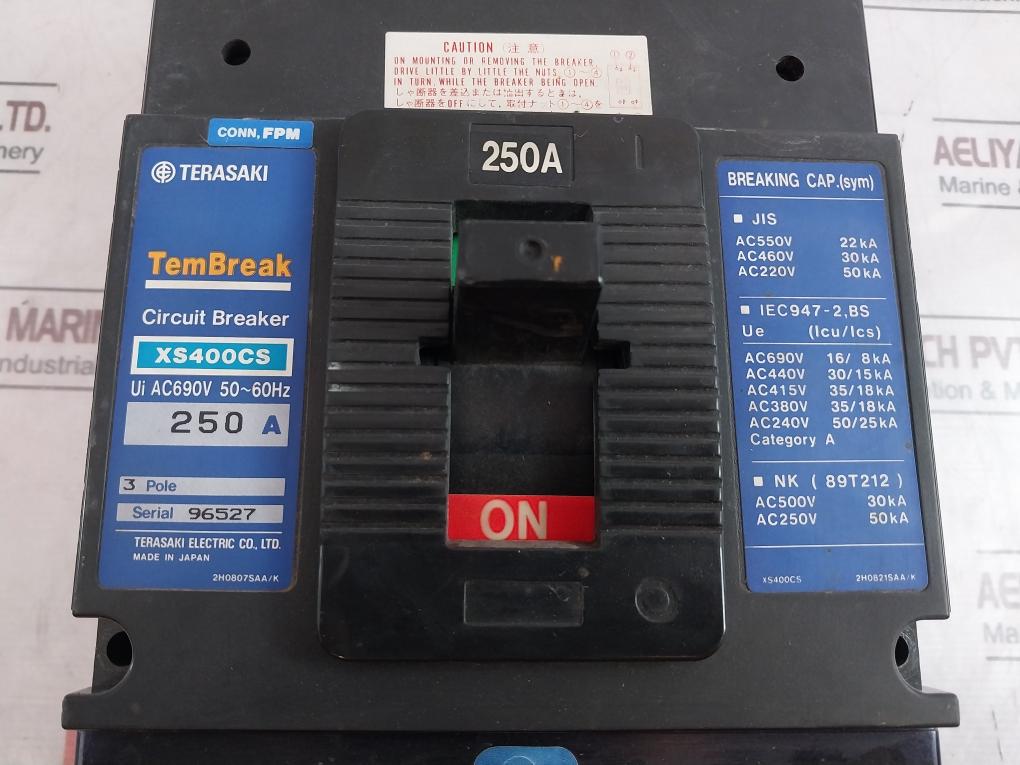 Terasaki Xs400Cs 3 Pole Circuit Breaker Ac550V 22Ka Ui Ac690V 50/60Hz