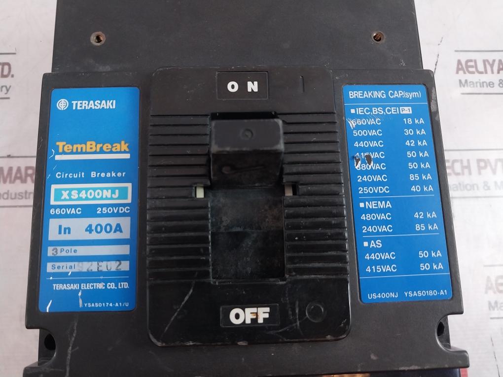 Terasaki XS400NJ 3 Pole Circuit Breaker 400A 660VAC