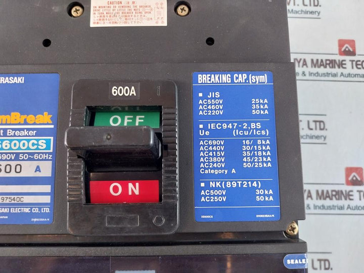 Terasaki Xs600Cs 3 Pole Circuit Breaker 600Amp