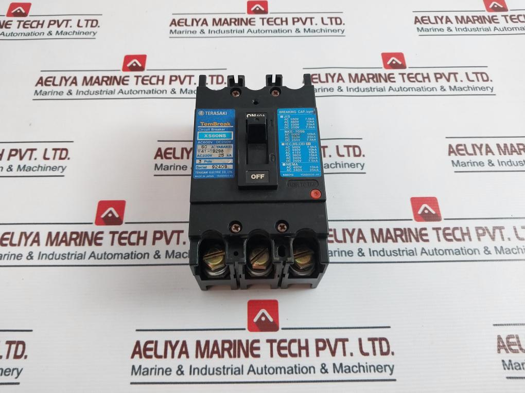 Terasaki Xs60Ns 3 Pole Circuit Breaker 60A Ac600 Dc250V Ac220V 25Ka