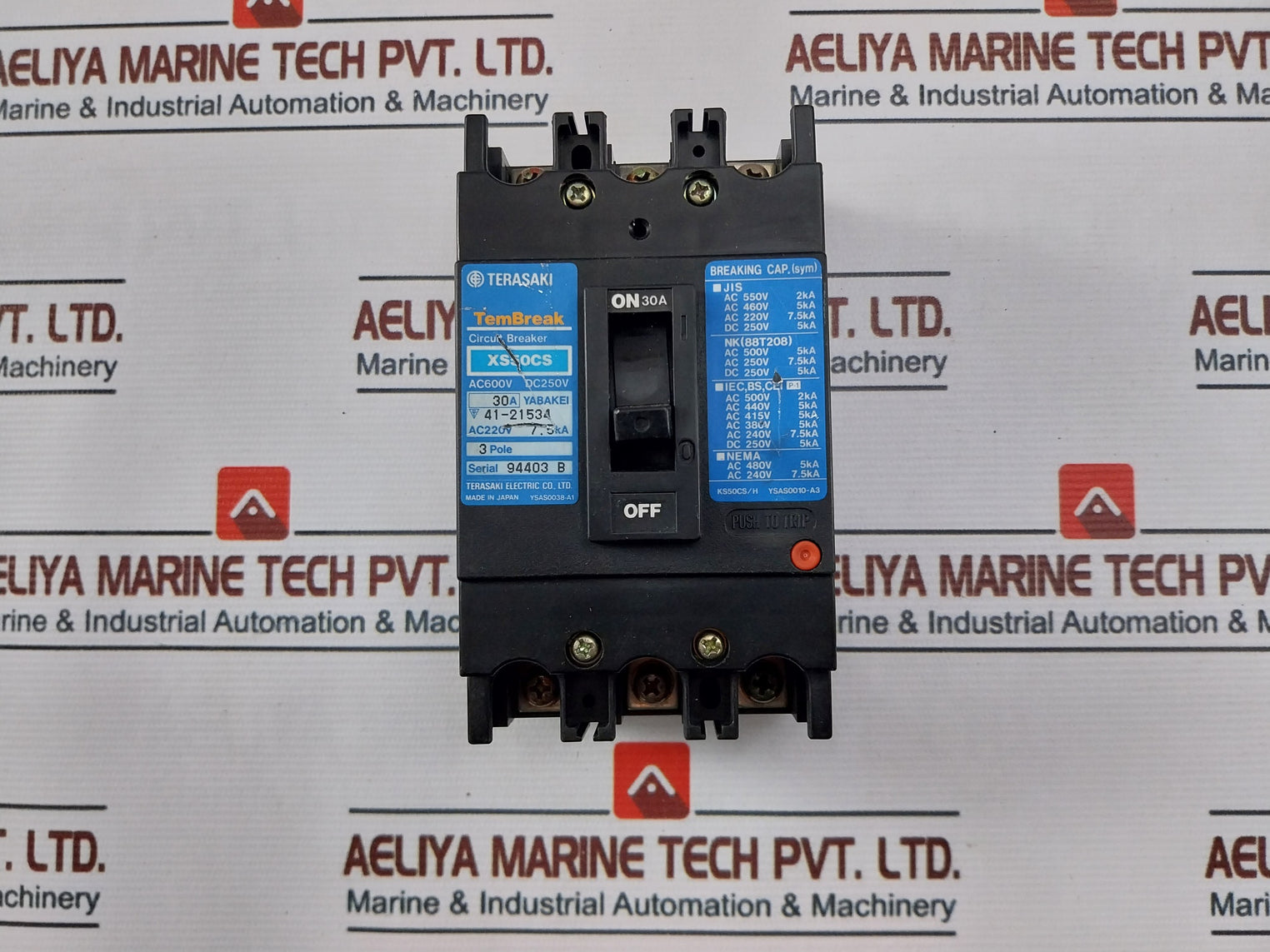 Terasaki Electric Xs50Cs 3 Pole Circuit Breaker 30A 250V