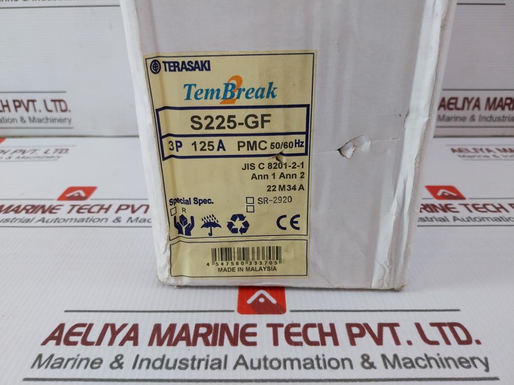 Terasaki S225-gf Tembreak 2 Molded Case Circuit Breaker 3 Pole Ui 690V 50/60Hz