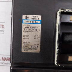 Terasaki T0-800Ba 3-pole Molded Case Circuit Breaker Ac600V 60Hz 800A