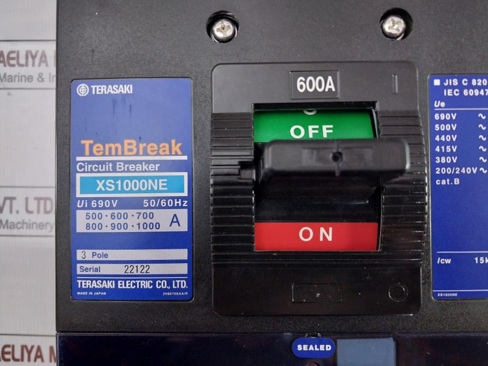 Terasaki Xs1000Ne Tembreak 3-pole Circuit Breaker 690V 50/60Hz
