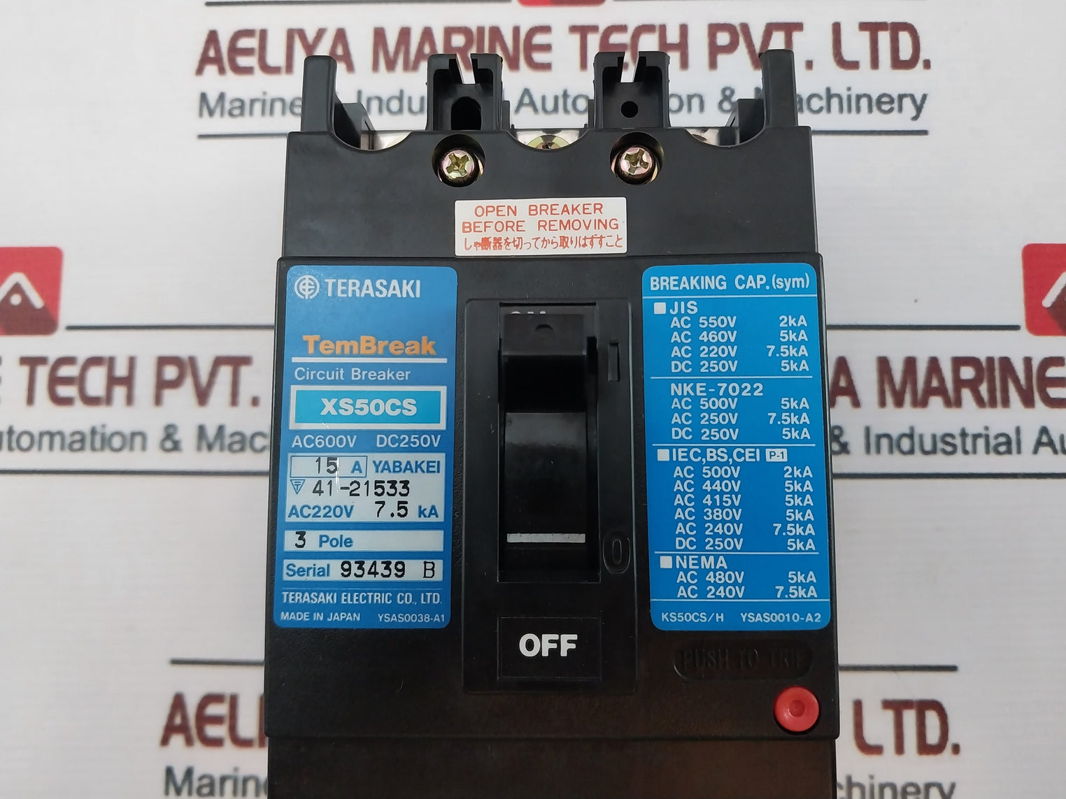 Terasaki Xs50Cs Circuit Breaker Ac600V