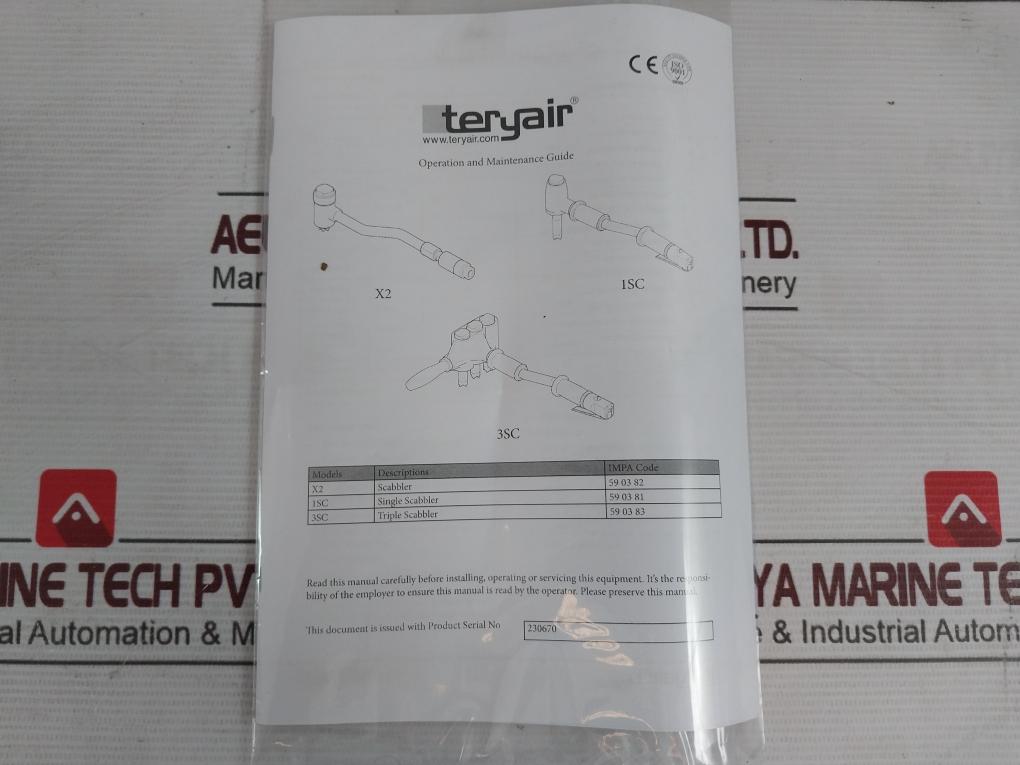 Teryair X2 Pneumatic Hard Steel Tipped Scabbler - Single Piston Head 1027723