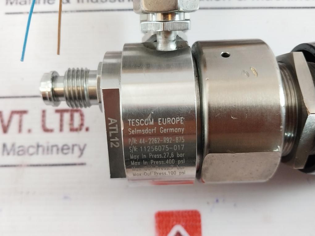 Tescom 44-2262-r92-875 Pressure Regulator/switch Assembly, 316l Stainless Steel