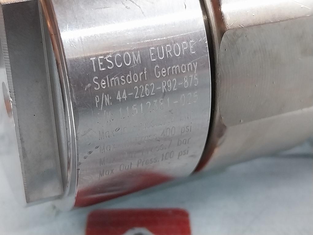 Tescom 44-2262-R92-875 Single Stage Pressure Regulator 27, 6 Bar