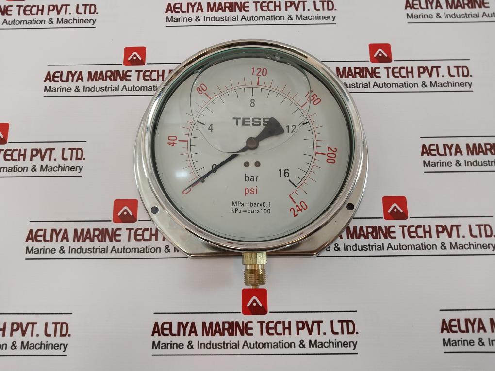 Tess 0-16 Bar Pressure Gauge 0-240 Psi 3/8