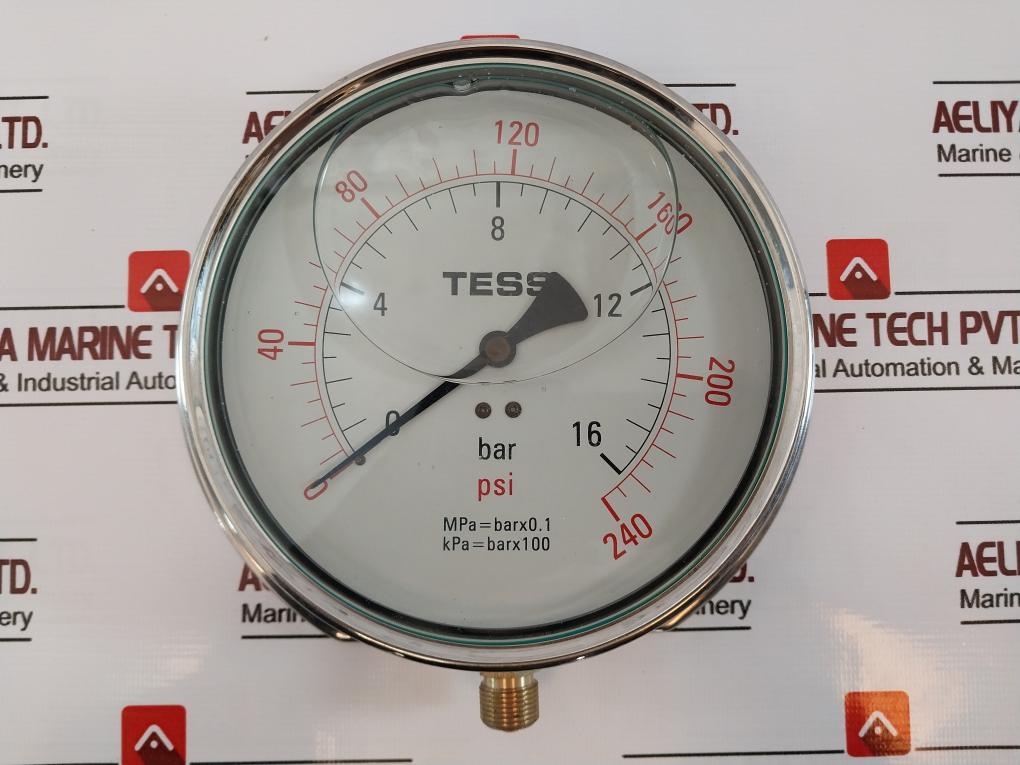 Tess 0-16 Bar Pressure Gauge 0-240 Psi 3/8