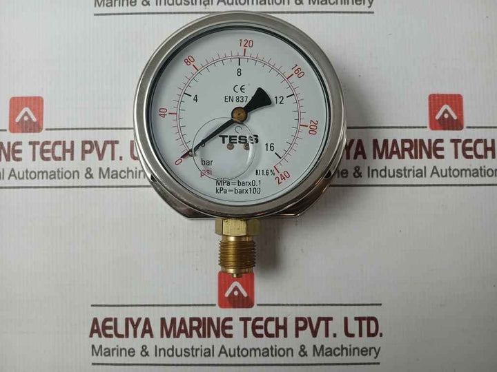 Tess En 837.1 Gly Gauge A, 100D 0 To 16 Bar 0 To 240 Psi