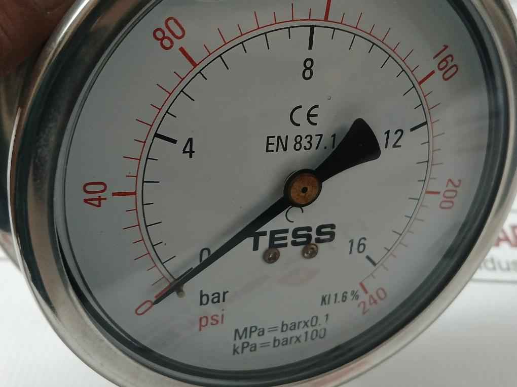 Tess En 837.1 Gly Gauge A, 100D 0 To 16 Bar 0 To 240 Psi