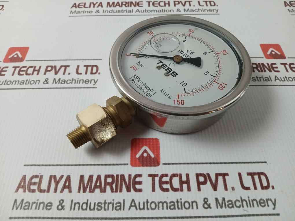 Tess En 837.1 Gly Pressure Gauge 1/2" Bsp, Bm 0-10 Bar 0-150 Psi