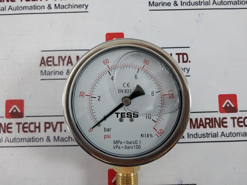 Tess EN 837.1 Pressure Gauge 0-150 PSI 0-10 BAR