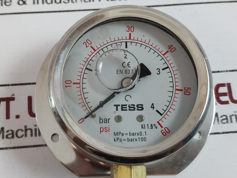 Tess En 837.1 Pressure Gauge 0-60Psi 0-4Bar Mpa=Barx0.1