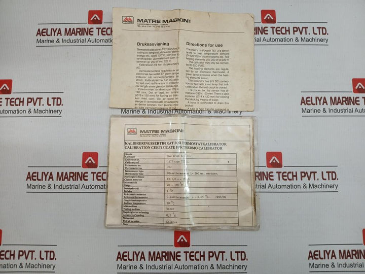 Tet3.1677 Portable Temperature Calibrator 220 Vac 50/60Hz Matre Maskin