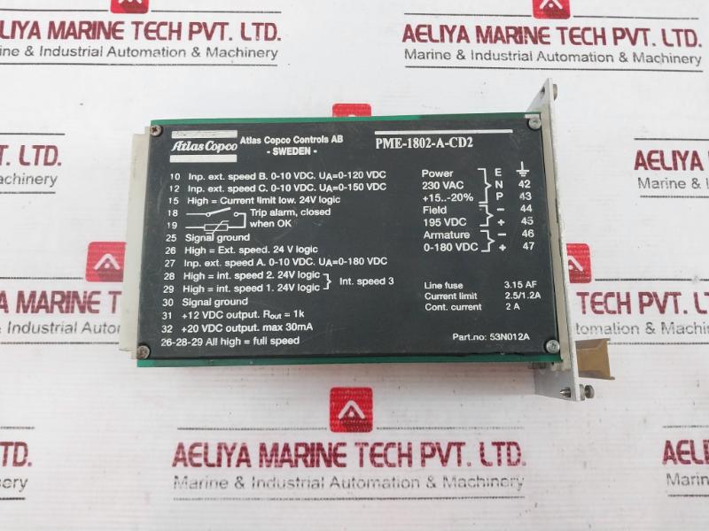 Tetra Pak Pme-1802-a-cd2 Motor Controller 230Vac 195Vdc 0-180Vdc Rpc 311