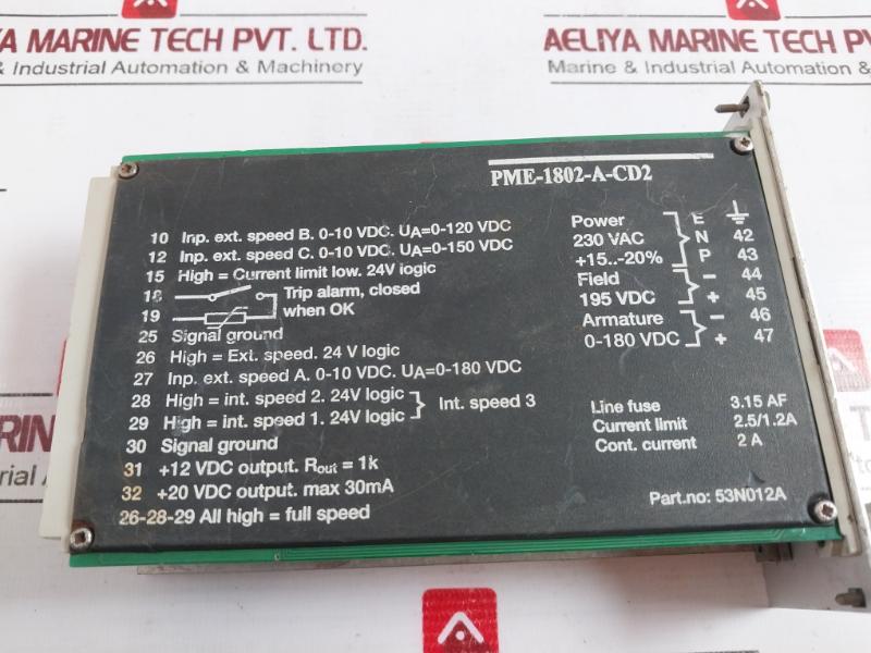 Tetra Pak Pme-1802-a-cd2 Motor Controller 53n012a Rev 0005 230 Vac 90430-67