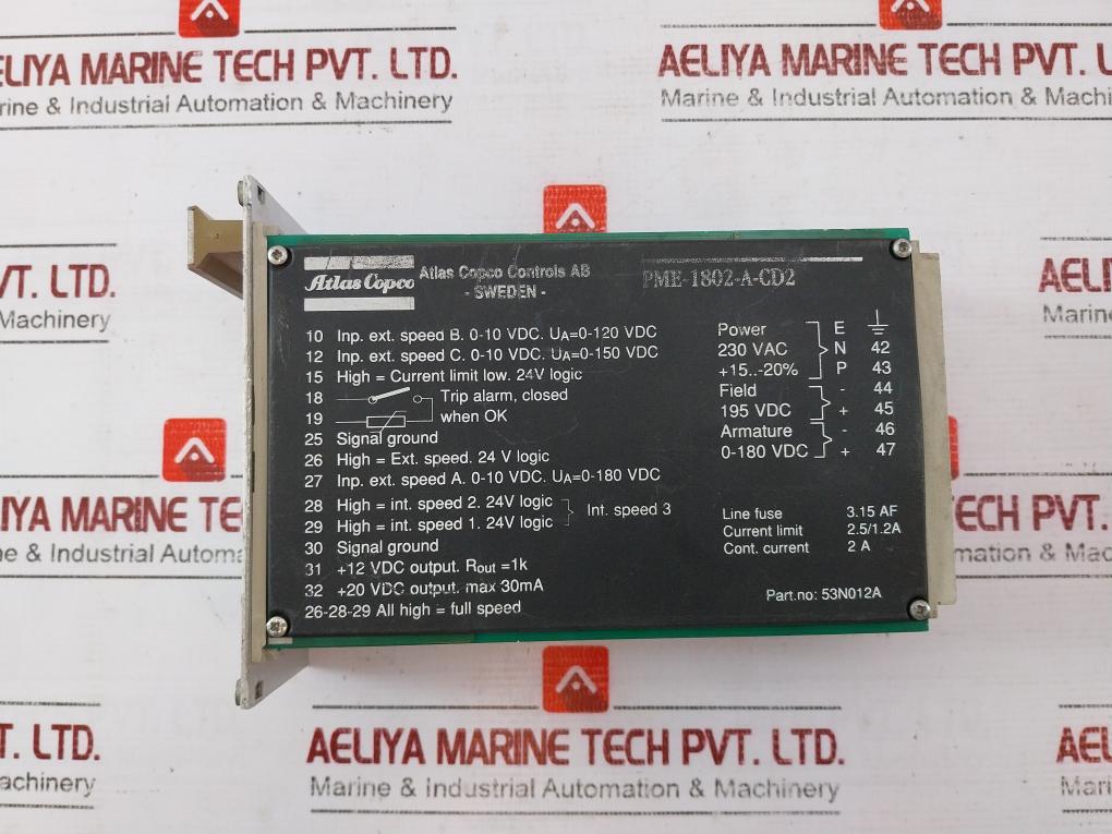 Tetra Pak Pme-1802-a-cd2 Motor Controller 90430-67 53N012A 0-180 Vdc