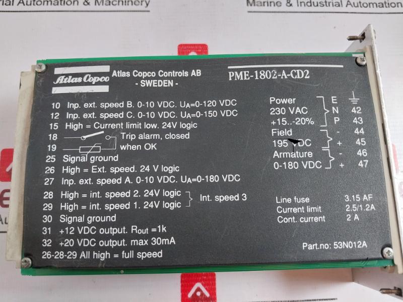 Tetra Pak Pme-1802-a-cd2 Motor Controller Module 90430-67 53N012A 230 Vac