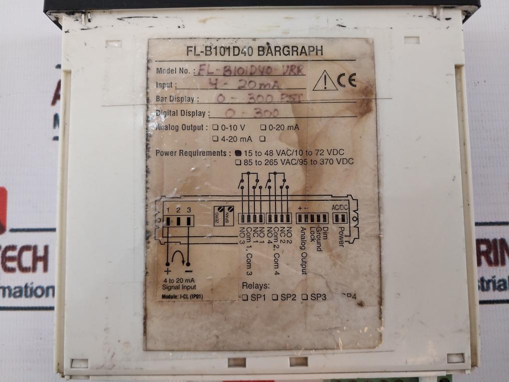 Texmate Fl-b101D40-vrr Bargraph Meter 0-300 Psi