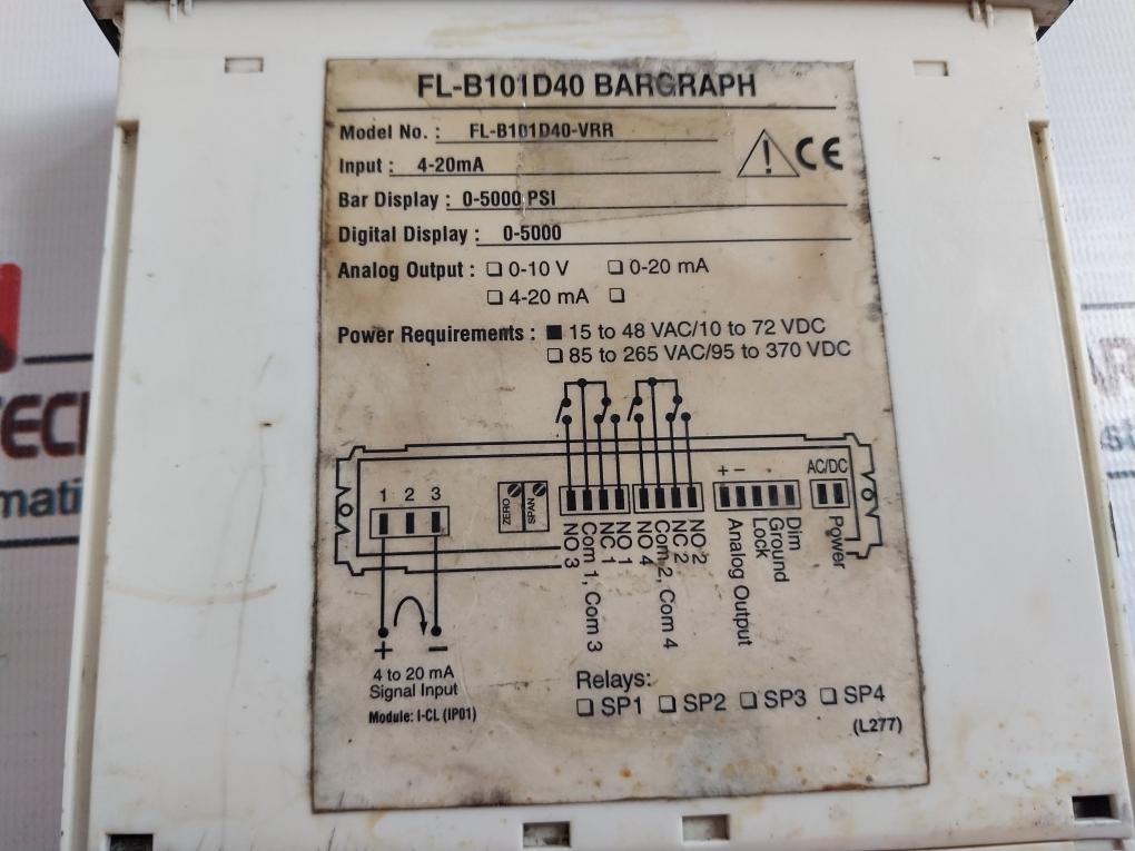 Texmate Fl-b101D40-vrr Bargraph Meter 0-5000 Psi