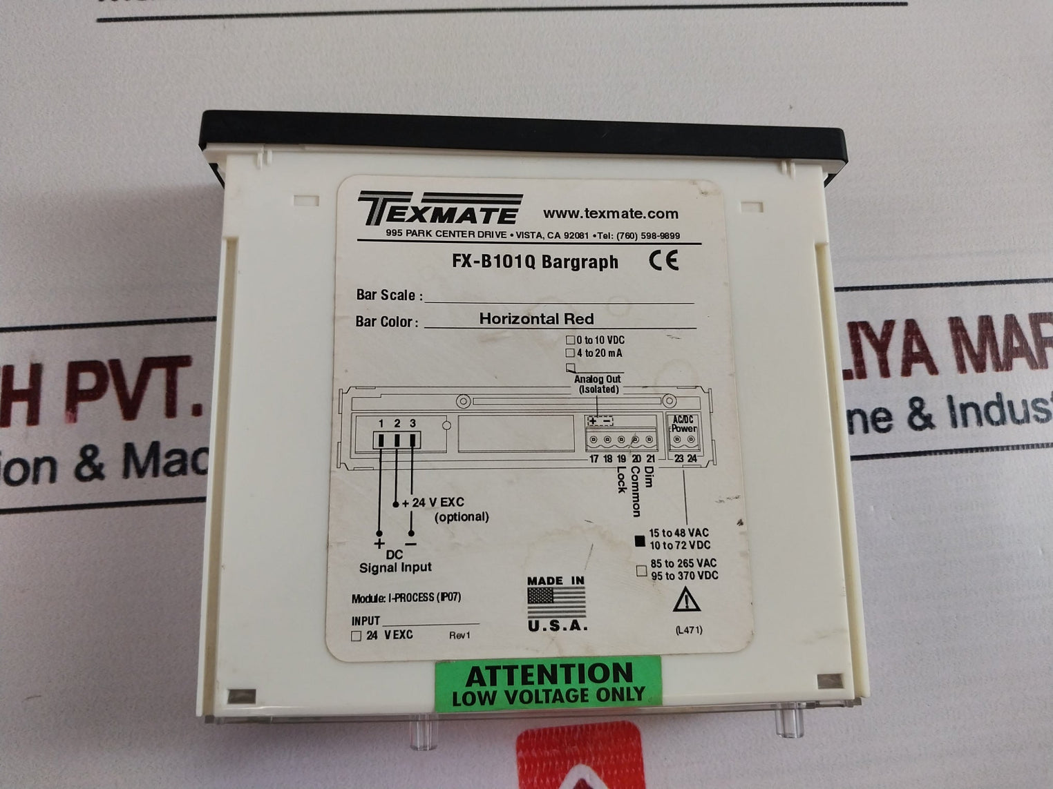 Texmate Fx-b101Q Bargraph Analog Output I-process (Ip07) 15-48 Vac
