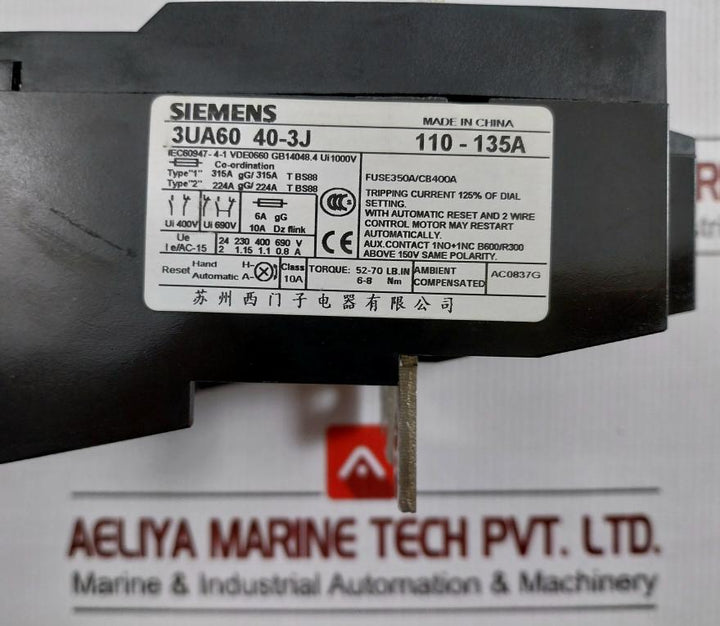 Thermal Overload Relay 690V 3Ua6040-3J Siemens