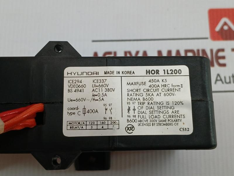 Thermal Overload Relay Hor 1L200 Hyundai 0.5A 660V