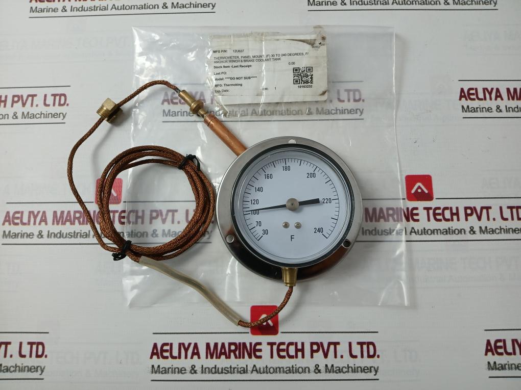 Thermoking 12U637 Analog Panel Mount Thermometer For 30 To 240 Degrees