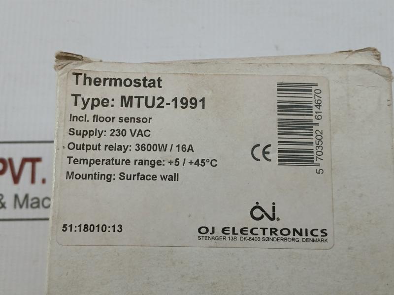 Thermostat For Wall Mounting Mtu2-1991 Oj Electronics 230 Vac