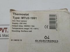 Thermostat For Wall Mounting Mtu2-1991 Oj Electronics 230 Vac
