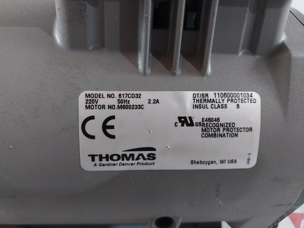 Thomas 617Cd32 Vacuum Pump Compressor, 220V, 50Hz 1.5 Meters